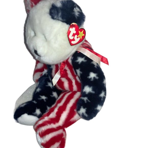 TY Beanie Buddy SPANGLE the American Patriotic Bear 14 inch - Picture 4 of 9